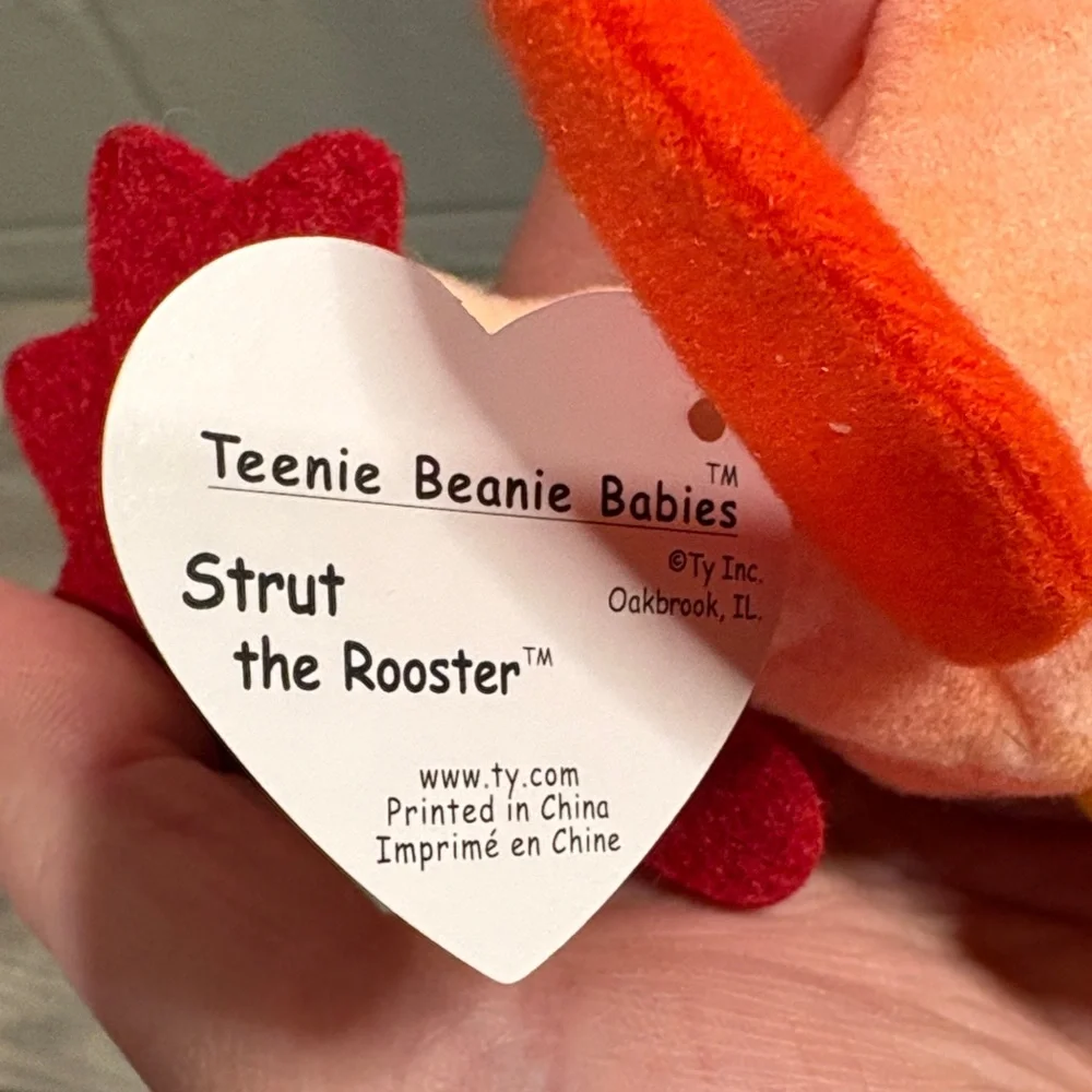 Ty 1993 Vintage Teenie Beanie Babies Strut The Rooster NWT